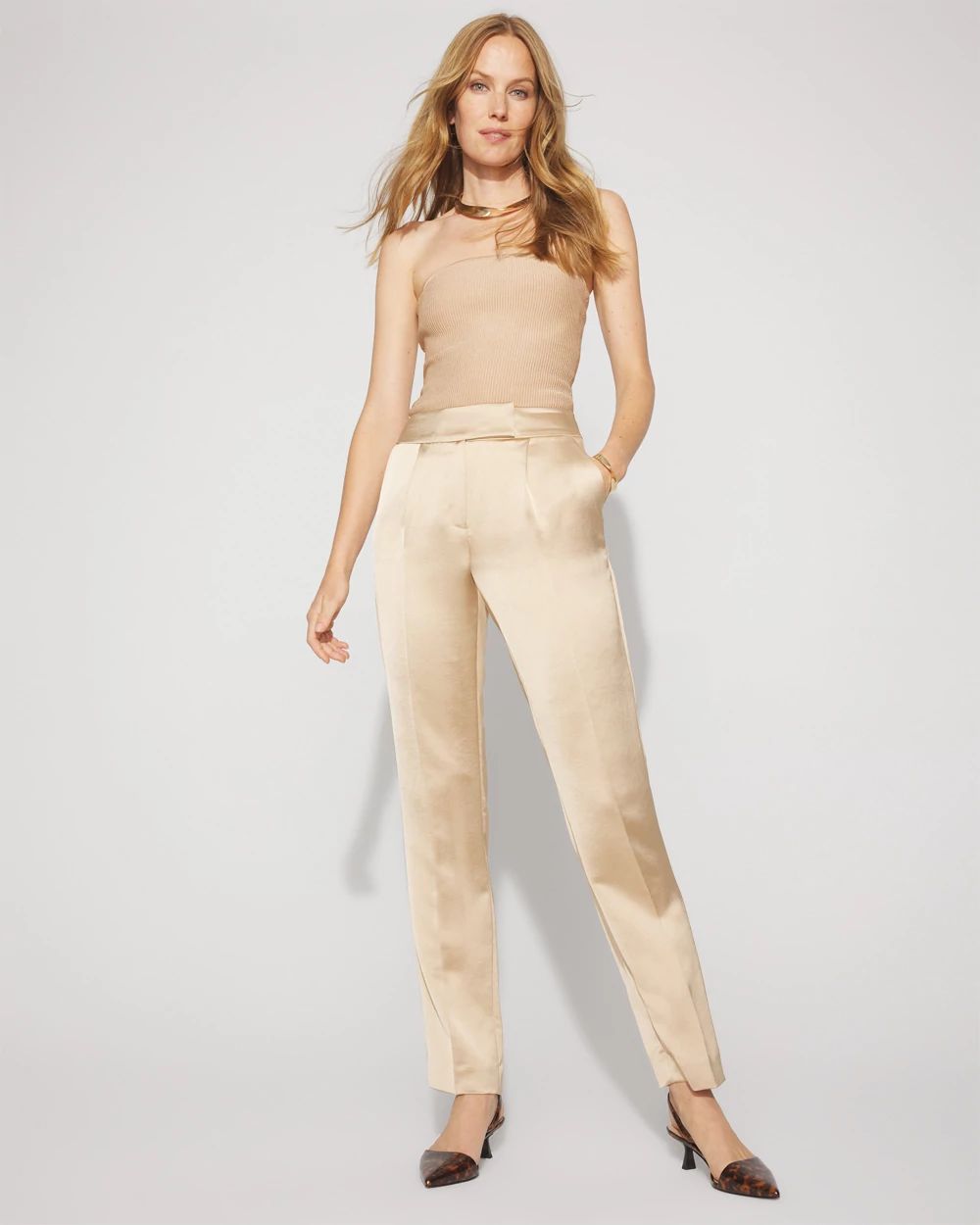 Zoey Satin Straight Pant | White House Black Market